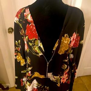 Black floral long sleeve top